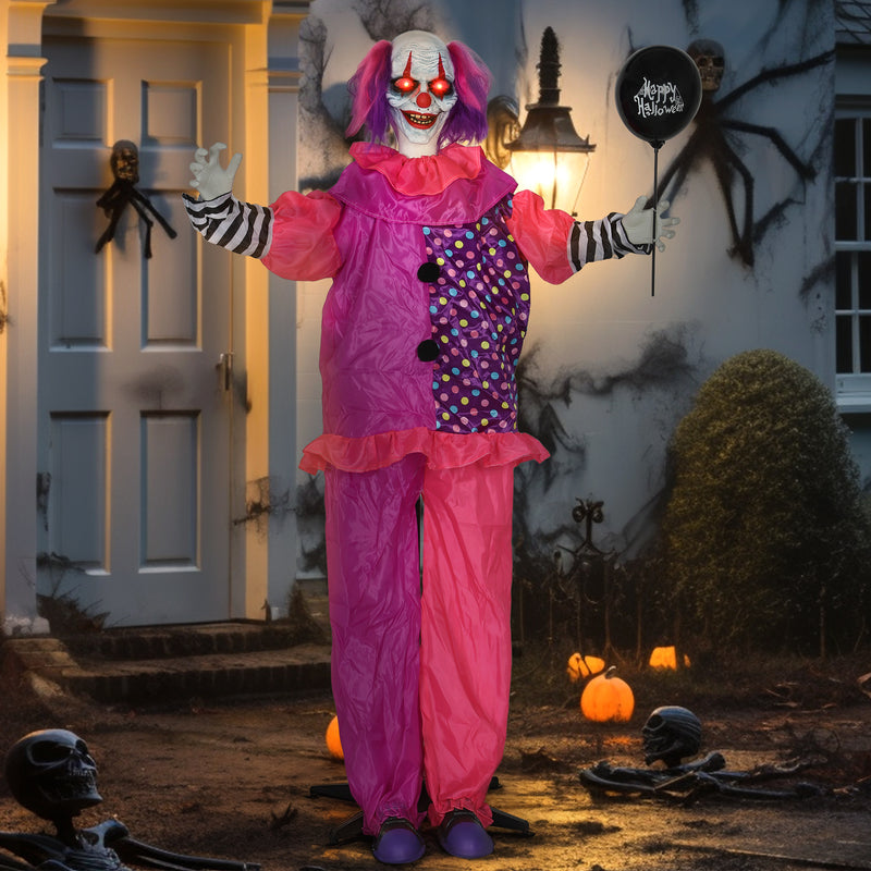 Outsunny Sound Activated Halloween Animatronics Clown with Red Light Up Eyes