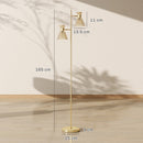HOMCOM Standing Lamp With Adjustable Dual Head, Modern Floor Lamp, Gold Tone