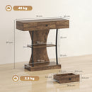 HOMCOM Console Table Hallway Table with Storage Shelves, Rustic Brown