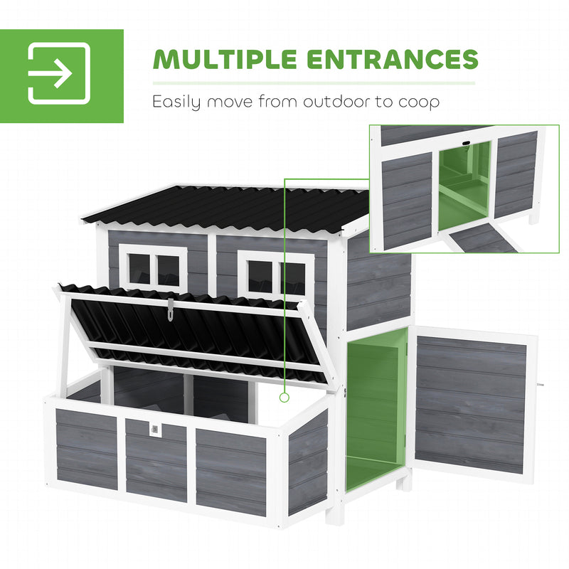 PawHut Wooden Chicken Coop w/ Nesting Box for 4-6 Chickens, 100 x 86 x 100cm