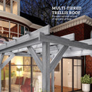 Outsunny 3 x 3 m Wooden Pergola Kit, Garden Gazebo Shelter, Grey