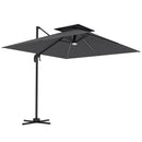 Outsunny 2.5m Cantilever Parasol, Garden Parasol With Lights