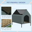 PawHut Dog House Outdoor Elevated Dog Bed with Removable Cover, Grey