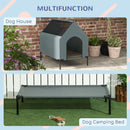 PawHut Dog House Outdoor Elevated Dog Bed with Removable Cover, Grey
