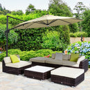 Outsunny 6 PC Rattan Sofa Coffee Table Set Sectional Wicker Weave Furniture for Garden Outdoor Conservatory w/ Pillow Cushion-  Brown