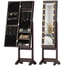 HOMCOM Freestanding LED Mirrored Jewelry Cabinet