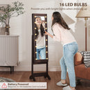 HOMCOM Freestanding LED Mirrored Jewelry Cabinet