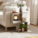 HOMCOM Side Table, Narrow End Table with Storage Shelves, Grey