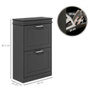 HOMCOM Slim Shoe Storage Cabinet with 2 Flip Drawers for Entryway, Black