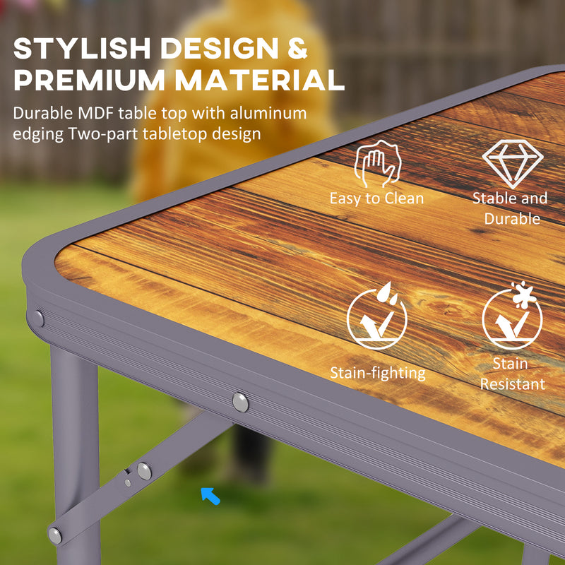 Outsunny Portable Folding Picnic Table Outdoor Lightweight BBQ Party Aluminum