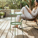 Outsunny Patio Side Table, 2-Tier Round Coffee End Table, Light Green