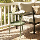 Outsunny Patio Side Table, 2-Tier Round Coffee End Table, Light Green