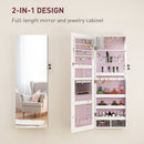 HOMCOM Door Hanging or Wall Mounted Jewellery Cabinet w/ Mirror Lining
