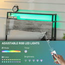 HOMCOM LED Cement Grey Bed Frame with Charging Station