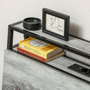 HOMCOM LED Cement Grey Bed Frame with Charging Station