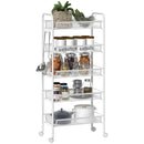 HOMCOM 5 Tier Utility Rolling Cart with Removable Mesh Baskets, White