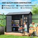 Outsunny 8 X 4 Ft Resin Garden Shed With Floor, Lockable Doors, Dark Grey