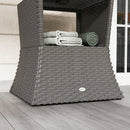 Outsunny Rattan Wicker Tea Coffee Table w/ Umbrella Hole Dark Grey