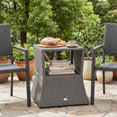 Outsunny Rattan Wicker Tea Coffee Table w/ Umbrella Hole Dark Grey