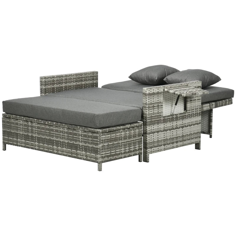 Outsunny Garden Rattan Daybed 2 Seater - Grey
