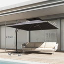 Outsunny 3.5m Aluminium Cantilever Parasol W/ LED Lights Crank Tilt UV50+
