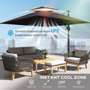 Outsunny 3.5m Aluminium Cantilever Parasol W/ LED Lights Crank Tilt UV50+