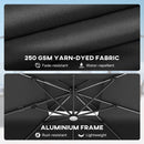 Outsunny 3.5m Aluminium Cantilever Parasol W/ LED Lights Crank Tilt UV50+