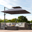Outsunny 3.5m Aluminium Cantilever Parasol W/ LED Lights Crank Tilt UV50+