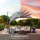 Outsunny 3.5m Aluminium Cantilever Parasol W/ LED Lights Crank Tilt UV50+