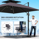 Outsunny 3.5m Aluminium Cantilever Parasol W/ LED Lights Crank Tilt UV50+