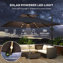Outsunny 3.5m Aluminium Cantilever Parasol W/ LED Lights Crank Tilt UV50+