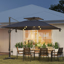 Outsunny 3.5m Aluminium Cantilever Parasol W/ LED Lights Crank Tilt UV50+