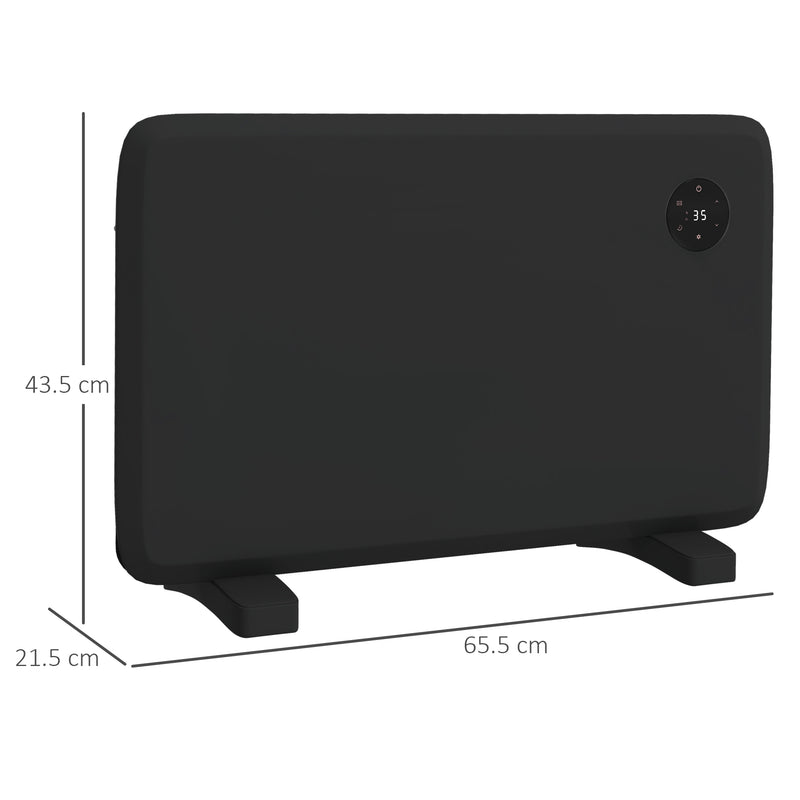Electric Heater with Adjustable Thermostat, Freestanding or Wall Mounted, Black