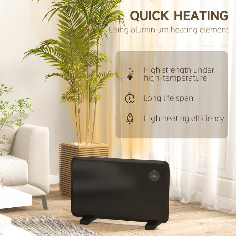 Electric Heater with Adjustable Thermostat, Freestanding or Wall Mounted, Black