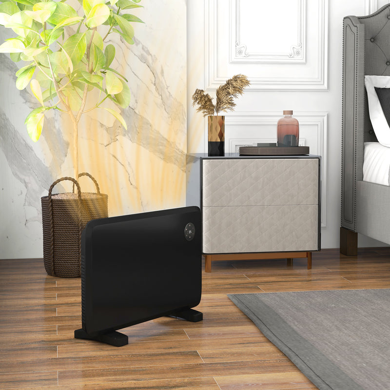 Electric Heater with Adjustable Thermostat, Freestanding or Wall Mounted, Black