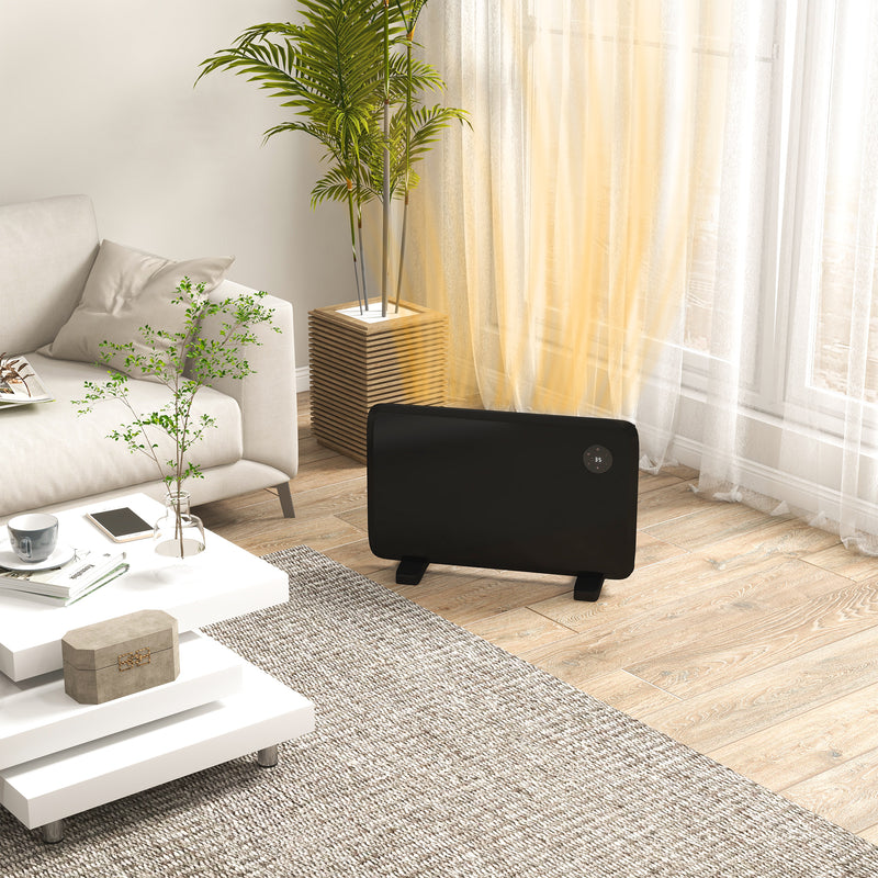 Electric Heater with Adjustable Thermostat, Freestanding or Wall Mounted, Black
