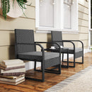 Outsunny Rattan Bistro Set, 3 Piece Garden Furniture Set Cushions, Black