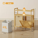 HOMCOM Double Tilt Out Laundry Cabinet Bamboo Laundry Hamper Cabinet