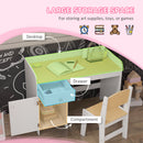 ZONEKIZ Kids Desk And Chair Set For 3-6 Year Old With Storage Drawer, White