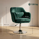 HOMCOM Retro Velvet Swivel Tub Chair With Steel Frame Dark Green