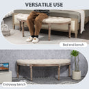 HOMCOM Half-Circle End Bench Ottoman Footstool Button Tufting Padded Seat Cream
