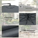 Outsunny 3(m) Banana Parasol Cantilever Umbrella Garden W/ Base Weights