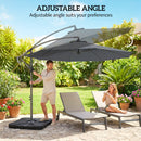 Outsunny 3(m) Banana Parasol Cantilever Umbrella Garden W/ Base Weights