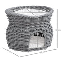 PawHut 2-Tier Elevated Pet Cushion Bed Basket Willow Cat Tree House Condo Kennel