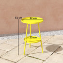 Outsunny Round Garden Table, 2-Tier Metal Patio Table Coffee Table, Yellow