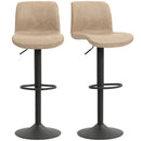 HOMCOM Barstools Set Of 2, Adjustable Dining Stool With Footrest And Backrest