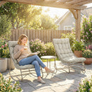 Outsunny Garden Bistro Set, Bistro Table And Chairs W/ Cushions, Light Grey