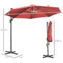 Outsunny 3 x 3(m) Cantilever Parasol Garden Umbrella with Cross Base Wine Red