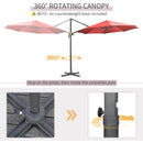 Outsunny 3 x 3(m) Cantilever Parasol Garden Umbrella with Cross Base Wine Red
