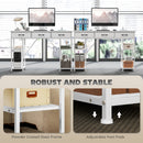 HOMCOM Computer Writing Desk With Power Outlets, Drawers, Shelves - White/Rustic Brown